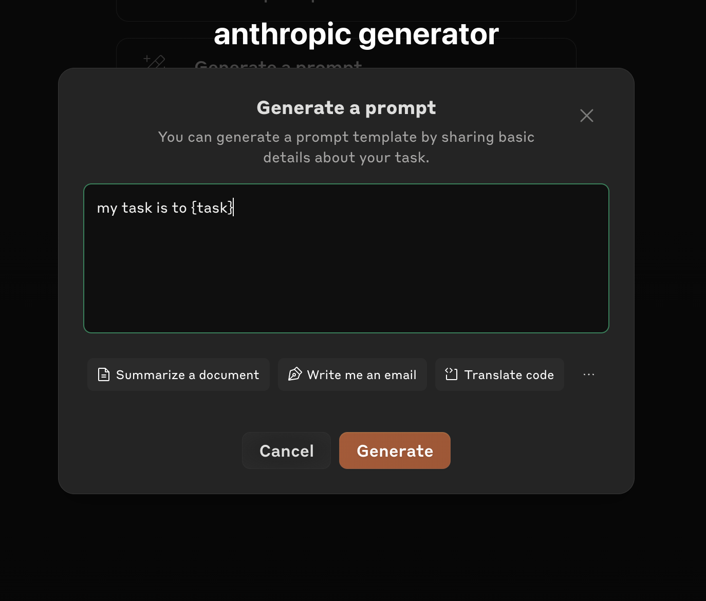 Anthropic Prompt Generator