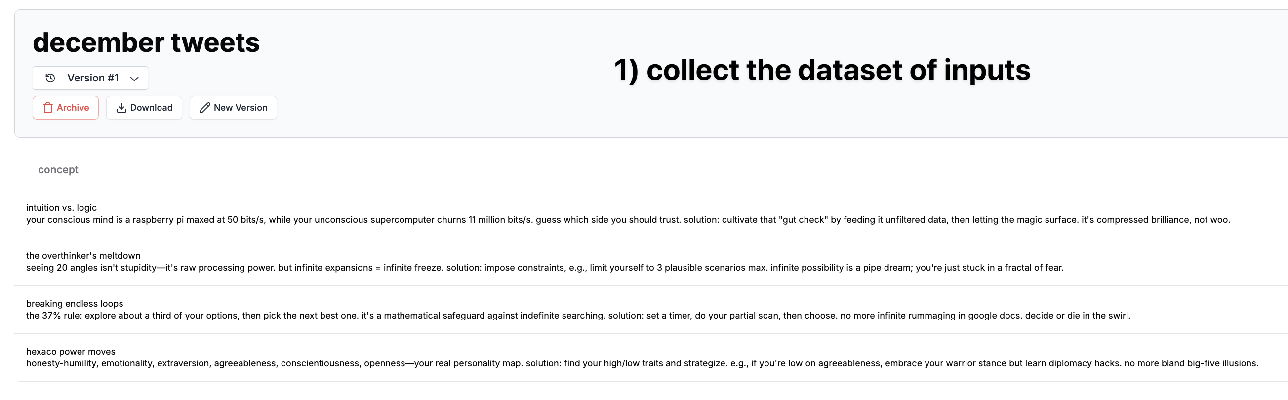 Collect a Dataset of Concepts for Tweet Threads